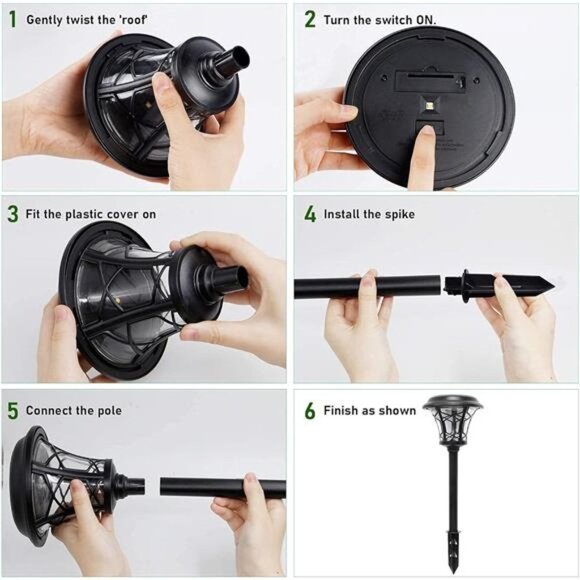 6 Pack 25 Lumen Solar Powered Pathway Lights,Super Bright SMD LED Outdoor Lights - Picture 6 of 8